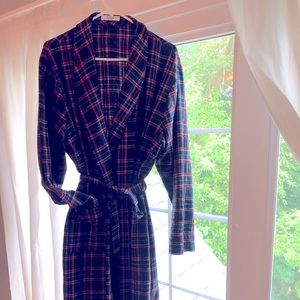 Flannel robe with matching slippers